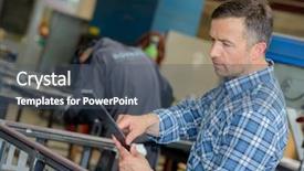  Presentation with welding inspection - Beautiful PPT layouts featuring welding inspection - factory inspector backdrop and a ocean colored foreground