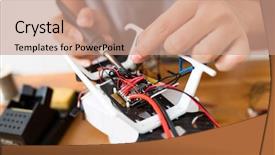  Presentation with welding - PPT theme enhanced with welding on drone body background and a coral colored foreground