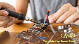  Presentation with welding - Colorful presentation theme enhanced with welding-on-drone-body backdrop and a  colored foreground