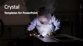  Presentation with repair shop - Audience pleasing slides consisting of welding operator in an auto repair shop backdrop and a wine colored foreground