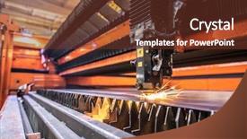  Presentation with industrial machine - Audience pleasing presentation theme consisting of welding or cutting industrial machine backdrop and a tawny brown colored foreground