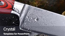  Presentation with water drops - Cool new PPT theme with welding stainless steel - knife and water drops close-up backdrop and a dark gray colored foreground