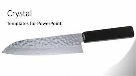  Presentation with razor - Slide set consisting of welding stainless steel - razor sharp hand hammered japanese background and a white colored foreground