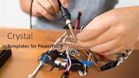  Presentation with welding - Cool new slide deck with welding-the-cable-on-drone backdrop and a coral colored foreground