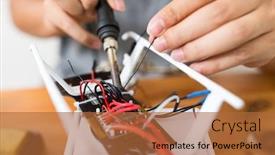  Presentation with welding - Cool new PPT layouts with welding the parts of drone body backdrop and a red colored foreground