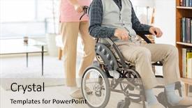  Presentation with carer - Amazing PPT layouts having welfare - home helper carer and senior backdrop and a mint green colored foreground