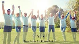  Presentation with charity - Slide deck with welfare - volunteering charity and people concept background and a yellow colored foreground