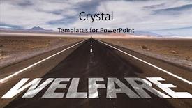  Presentation with social welfare - Presentation theme featuring welfare written on desert road background and a light gray colored foreground