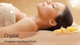  Presentation with beauty salon - Beautiful slide set featuring water well - health and beauty concept backdrop and a coral colored foreground