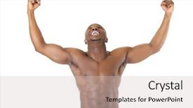  Presentation with black man - Slides with well-built muscular black man background and a light gray colored foreground