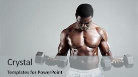  Presentation with black man - Theme with well built muscular black man background and a light gray colored foreground
