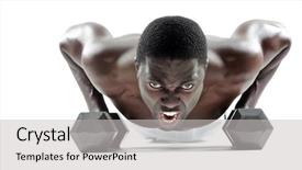  Presentation with natural gas well - Audience pleasing slide set consisting of well built muscular man doing backdrop and a light gray colored foreground