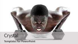  Presentation with get well - Presentation design with well built muscular man doing background and a  colored foreground
