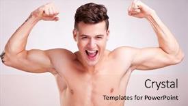  Presentation with all is well - Slide deck having well-built muscularyoung man background and a lemonade colored foreground