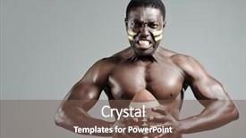  Presentation with american football - Amazing PPT layouts having well defined - black american football sportsman gripping backdrop and a tawny brown colored foreground