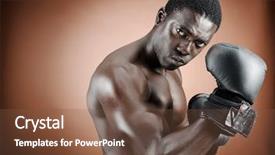  Presentation with flexing - PPT theme consisting of well defined - muscular boxer flexing his biceps background and a  colored foreground