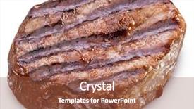  Presentation with beef steak bbq strip steak - Slide deck with well done - beef steak isolated background and a red colored foreground