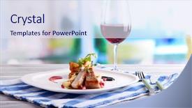  Presentation with done - Amazing presentation design having well done - grilled meat with fried potato backdrop and a sky blue colored foreground