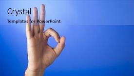  Presentation with royal blue - Amazing presentation theme having well done - hand with okay sign backdrop and a light blue colored foreground
