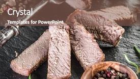  Presentation with graphite - Amazing PPT theme having well done - steak ribeye with spices backdrop and a violet colored foreground