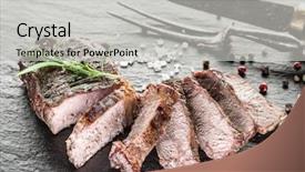  Presentation with done - Amazing presentation theme having well done - steak ribeye with spices backdrop and a light gray colored foreground