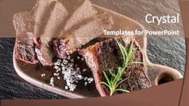  Presentation with steak - Slide deck featuring well done - steak ribeye with spices background and a coral colored foreground