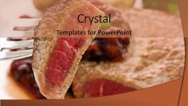  Presentation with boned t bone steak cow - PPT theme featuring white pawn standing over fallen black king on white background background and a pink colored foreground