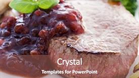  Presentation with boned t bone steak cow - Beautiful slides featuring well done - steak with cowberry sauce backdrop and a violet colored foreground