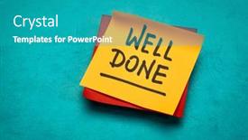  Presentation with done - Presentation theme consisting of well-done-handwriting-on-reminder background and a teal colored foreground