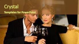  Presentation with couple nature luxury - PPT theme featuring well dressed - beautiful young couple with glasses background and a tawny brown colored foreground