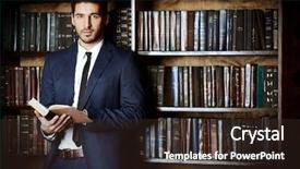  Presentation with well - Slide deck with well dressed - respectable young man background and a tawny brown colored foreground