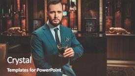  Presentation with whisky - Cool new slides with well-dressed man with glass backdrop and a tawny brown colored foreground