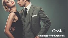  Presentation with well - PPT theme having well-dressed retro couple background and a dark gray colored foreground