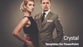  Presentation with well - Colorful presentation theme enhanced with well-dressed retro couple backdrop and a dark gray colored foreground