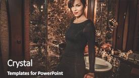  Presentation with all is well - Colorful slide set enhanced with well-dressed woman in lux backdrop and a  colored foreground