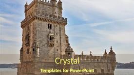  Presentation with well - Beautiful PPT theme featuring well-known fortress of belen in a river tagus mouth portugal lisbon backdrop and a tawny brown colored foreground