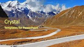  Presentation with snow mountain - Colorful presentation theme enhanced with highway curls highly in mountains backdrop and a tawny brown colored foreground