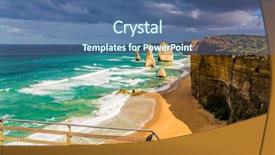  Presentation with melbourne - PPT theme having well-known rocks twelve apostle background and a ocean colored foreground