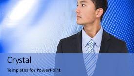  Presentation with well - Presentation theme consisting of well led - composite image of serious asian background and a light blue colored foreground