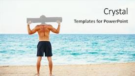  Presentation with healthy lifestyle cute - Presentation design consisting of well logging - beach workout male athlete exercising background and a  colored foreground