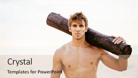  Presentation with healthy lifestyle - Slide set having well logging - beach workout male athlete exercising background and a  colored foreground