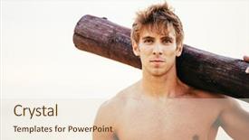  Presentation with healthy lifestyle - Audience pleasing presentation design consisting of well logging - beach workout male athlete exercising backdrop and a  colored foreground
