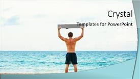  Presentation with healthy lifestyle - Presentation design enhanced with well logging - beach workout male athlete exercising background and a  colored foreground