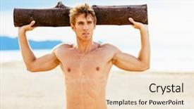  Presentation with healthy lifestyle - Presentation theme with well logging - beach workout male athlete exercising background and a  colored foreground