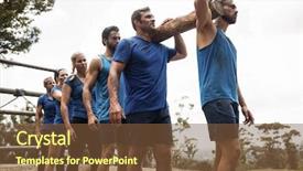 Presentation with training camp - Cool new PPT layouts with well logging - fit people carrying a heavy backdrop and a tawny brown colored foreground