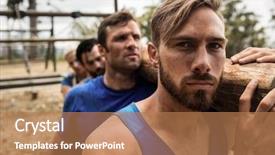  Presentation with training camp - Cool new slide deck with well logging - fit people carrying a heavy backdrop and a coral colored foreground