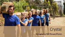  Presentation with boot camp - Colorful presentation theme enhanced with well logging - people carrying heavy wooden logs backdrop and a  colored foreground