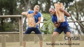  Presentation with obstacle course - Cool new theme with well logging - people carrying heavy wooden logs backdrop and a coral colored foreground