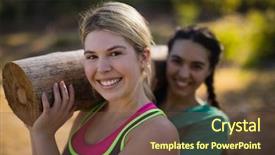  Presentation with obstacle course - Audience pleasing theme consisting of well logging - portrait of trainer and woman backdrop and a  colored foreground