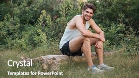  Presentation with runner - Slides consisting of well logging - runner resting in forest sitting background and a violet colored foreground